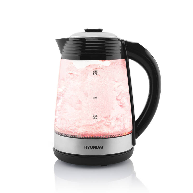 Rychlovarná konvice Hyundai VK780 / 2200 W / 1,7 l / LED displej / 40-100 °C / sklo / černá/stříbrná Varianta: ivi10