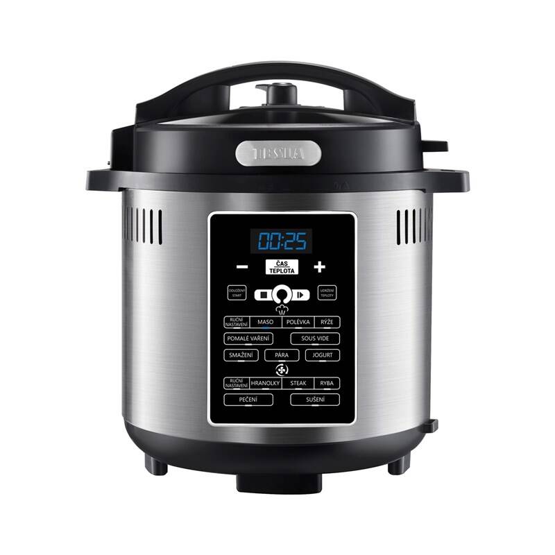 Multifunkční tlakový hrnec Tesla EliteCook K80 Deluxe / 6 l / 12 funkcí / 1500 W / nerez / černá Varianta: ivi1