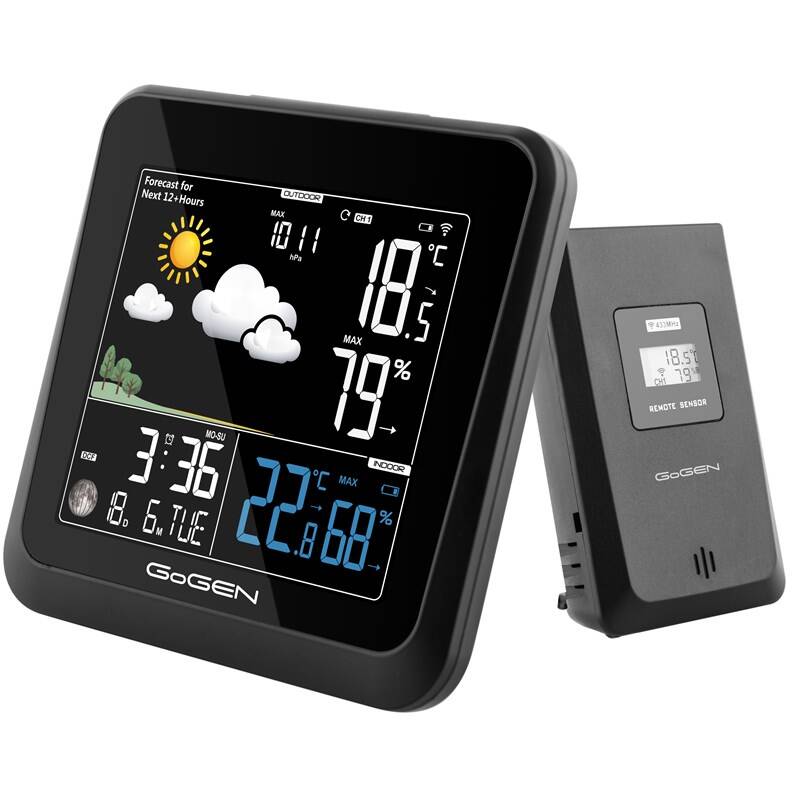 Meteorologická stanice GoGEN ME 3236 / barevný LCD displej / 30 m / 3 senzory / černá Varianta: ivi1
