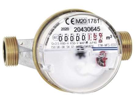 German Bytový vodoměr Eco na teplou vodu 150 mm / 1/2" Q3 2,5 / PN 10 Varianta: ivi1