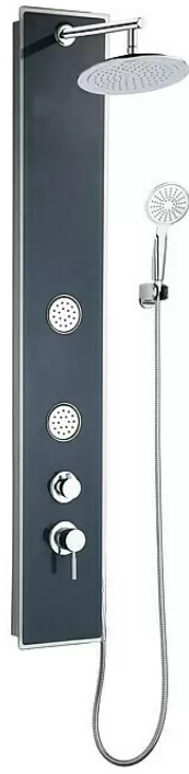 German Sprchový panel Ameland 2.0 / 145 cm / sklo / kov / plast / černá Varianta: ivi2