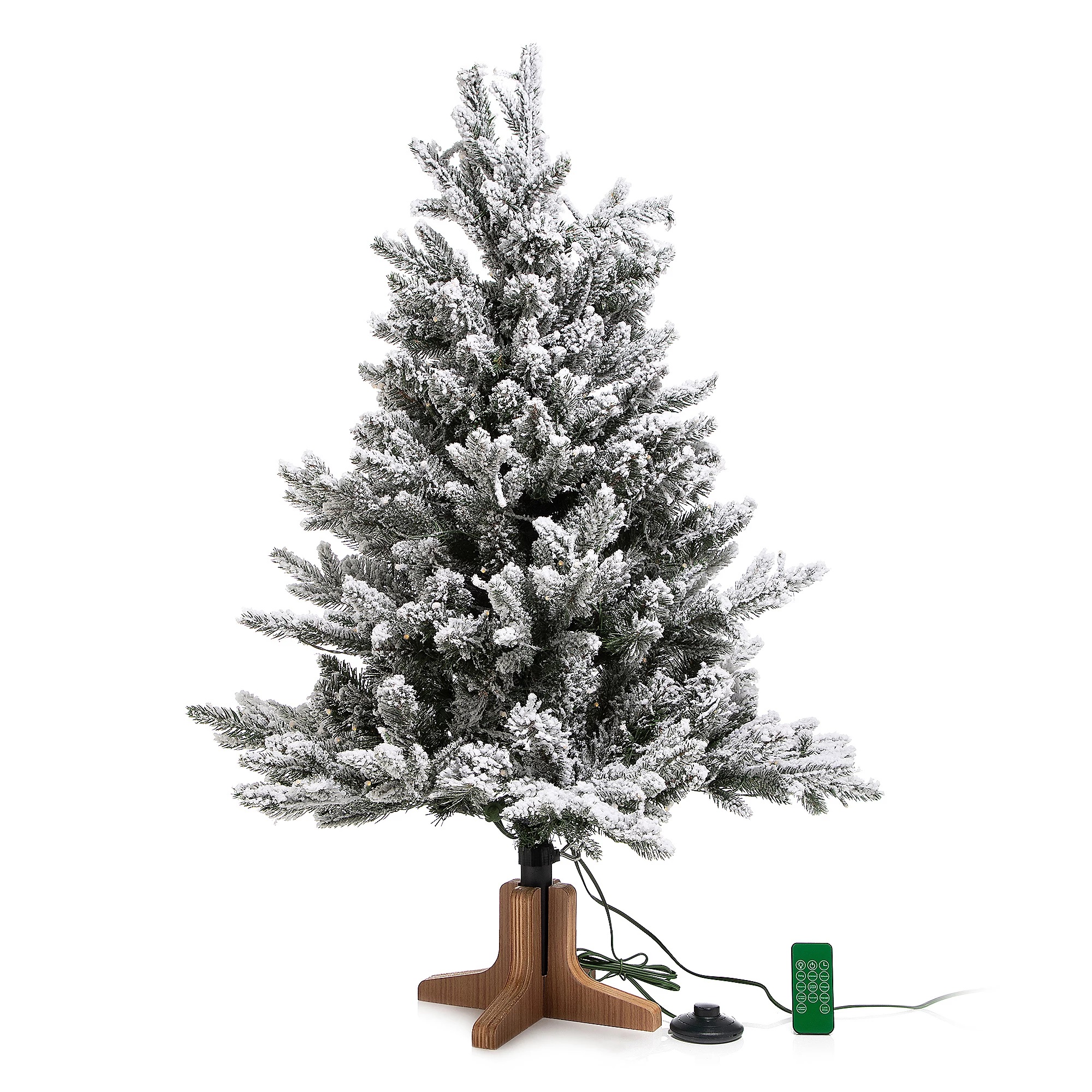 Luxusní vánoční 3D stromek QVC / jedle / 90 cm / 200 LED Deluxe / 132 barevných efektů / zasněžený Varianta: ivi1
