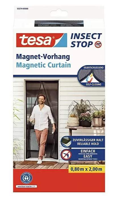 Magnetický závěs proti hmyzu Tesa Insect Stop / 80 x 200 cm / polyester / černá Varianta: ivi1