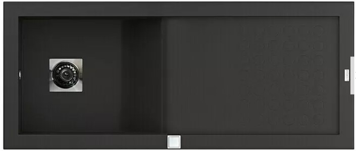 Granitový vestavný dřez Carea Vague / 118 x 50 cm / obdélník / černá Varianta: ivi1