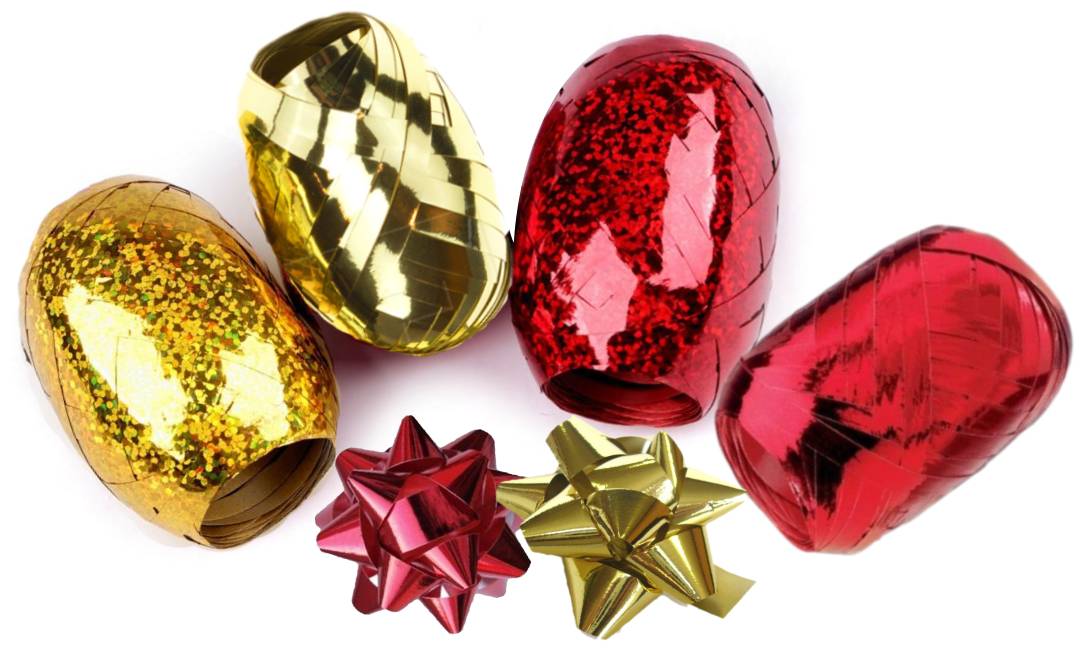 German Sada stužek a rozet na dárky / 14 ks / červená / zlatá Varianta: ivi0