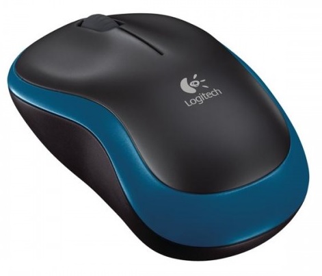 Bezdrátová myš Logitech M 185 / optický senzor / 3 tlačítka / rozlišení 1000 DPI / modrá Varianta: ivi1