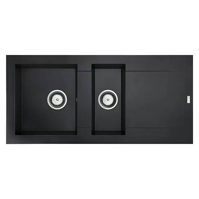 Vestavný dřez s odkapávačem Carea Dukkah / 105 x 50 cm / CAREAgranit® / oboustranný / černá Varianta: ivi1