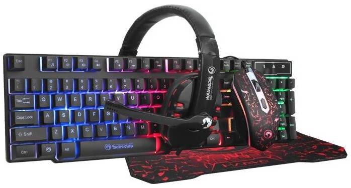 Klávesnice s myší Marvo CM370 / sada s headsetem a podložkou pod myš / 20 - 20000 Hz / US / USB 2.0 / 3200 DPI / 4 tlačítka / vícebarevná/černá Varia…