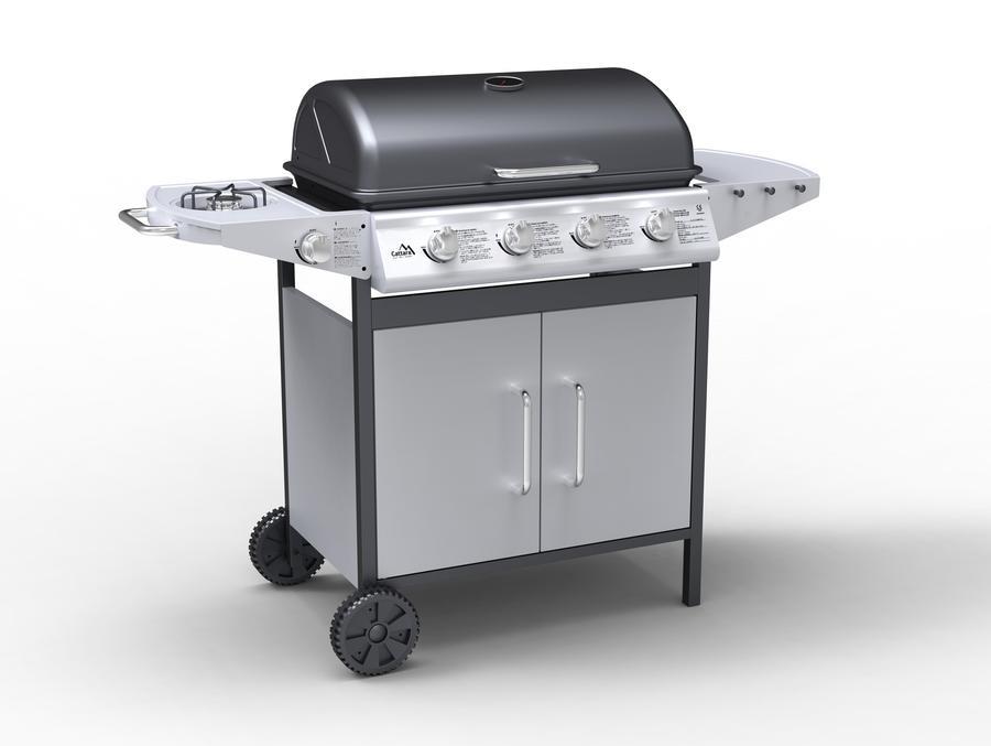 Plynový zahradní gril Cattara Master cheef / systém Flame Tamer / černá/stříbrná Varianta: ivi2