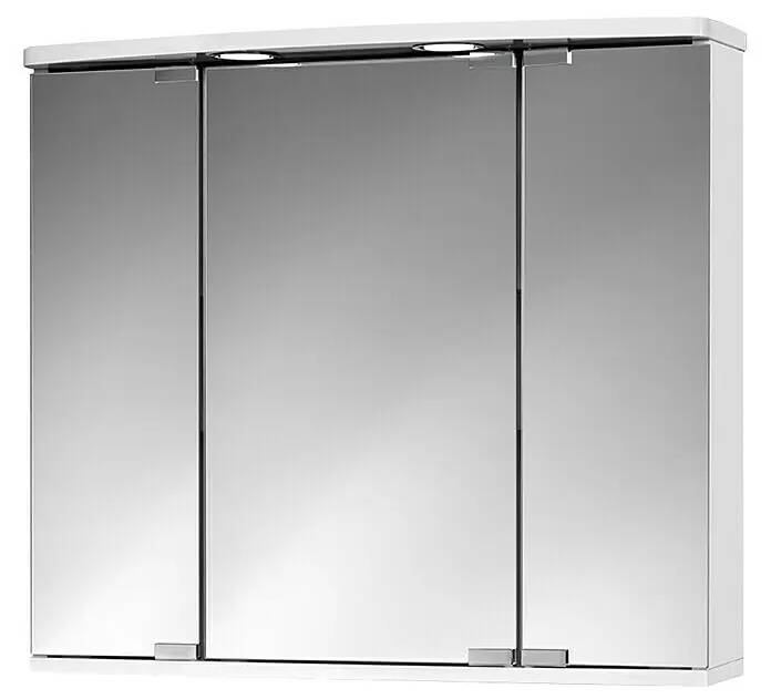Koupelnová zrcadlová skříňka s LED osvětlením Jokey Doro / 67,4 x 60 x 22 cm / 240 lm / 4 W / MDF / 3 dveře / zásuvka / vypínač / bílá Varianta: ivi1