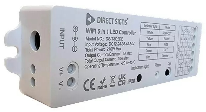 Ovladač 5v1 pro LED profily Direct Signs DS-T-002DE / 270 W / Wi-Fi / bílá Varianta: ivi1