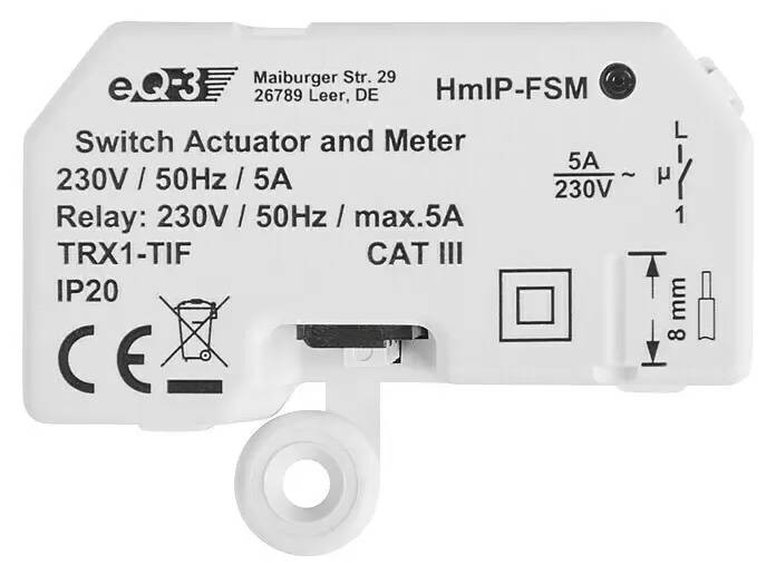Bezdrátový spínač a měřič Homematic IP HmIP-FSM / 4,1 x 5,4 x 3,3 cm / plast / podomítkový / 230 V/50 Hz / 5 A / 0,2 W / bílá Varianta: ivi2