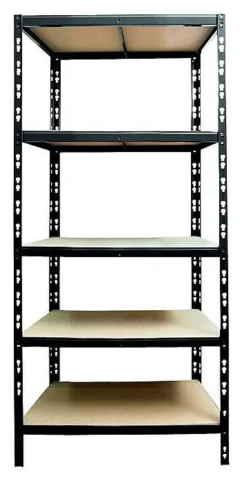 Kovový regál Regalux / 50 x 60 x 180 cm / 290 kg/police / 5 polic / panel na bázi dřeva / kov / černá Varianta: ivi2