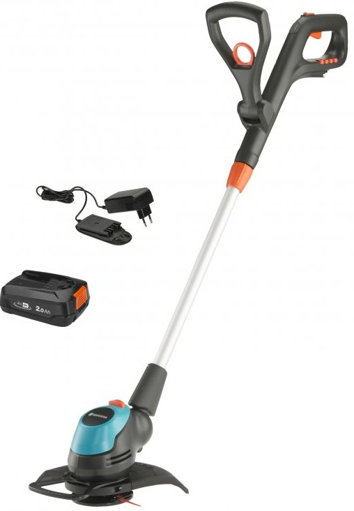 Akumulátorový vyžínač Gardena EasyCut 23/18V P4A / LED displej / 2 Ah / šířka záběru 23 cm / 85 dB(A) / šedá/tyrkysová Varianta: ivi1