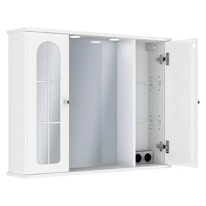 German Zrcadlová skříňka Magic LED / 82 x 63,4 cm / 240 lm / 4 W / 230 V / dřevotříska / bílá Varianta: ivi2