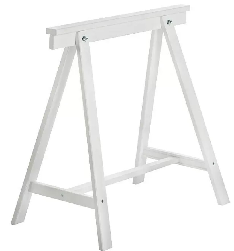 Dřevěný kozlík Astigarraga Deco / 70 × 72 × 41 cm / nosnost 400 kg / borovice / bílá Varianta: ivi1