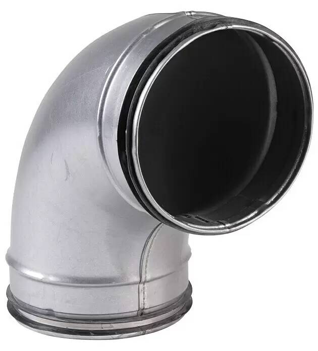 Ohyb spirálové trubky Air-Circle / 90° / O 15 cm / ocel / odolnost do 100 °C / 600 m3/h / stříbrná Varianta: ivi2