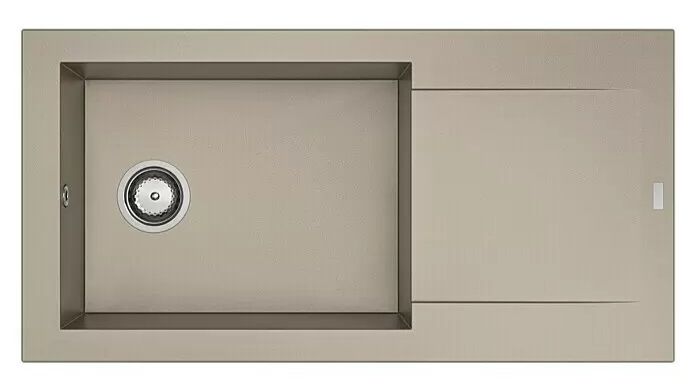 Vestavný dřez Carea Dukkah se 2 otvory pro baterii a otočným excentrem / 98 x 50 cm /  CAREAgranit / odolnost do 300 °C / taupe Varianta: ivi1