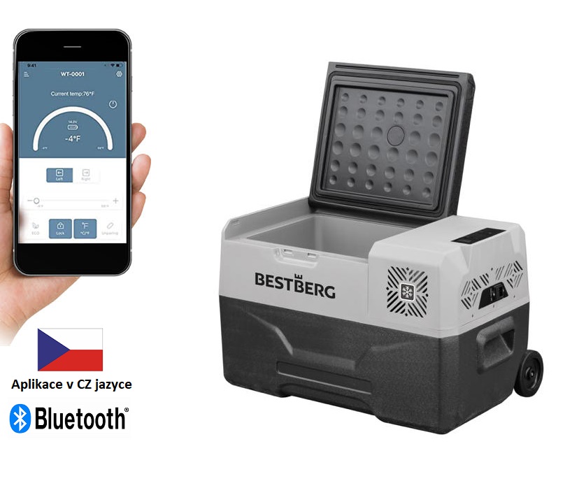 Přenosná kompresorová autochladnička BestBerg BBPF-30 / 30 l / 60 W / šedá/černá Varianta: ivi0