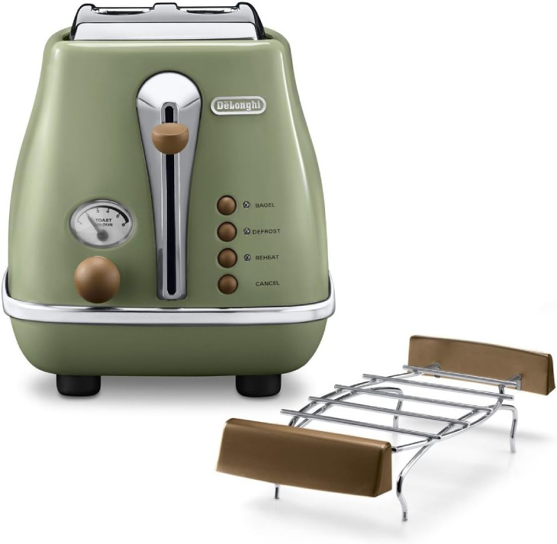 DeLonghi Topinkovač De'Longhi CTOV 2103.GR / dvouštěrbinový / 900 W / retro design / zelená Varianta: ivi1