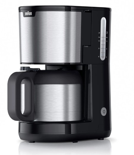 Kávovar na překapávanou kávu Braun KF1505 BK PurShine Thermo / 1000 W / 1,2 l / 9 šálků / stříbrná/černá Varianta: ivi7