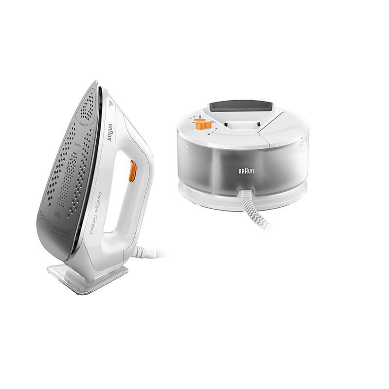 Parní generátor Braun IS2132WH / 2400 W / 3D FreeGlide / 1,5 l / parní ráz 400 g/min / bílá/oranžová Varianta: ivi1
