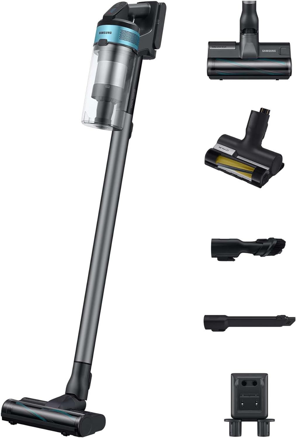 Tyčový akumulátorový bezsáčkový vysavač Samsung / VS20B75BGR1/WD/ Jet 75E PetPRO / sací výkon 200 W / Nabíjecí stanice 2 v 1 / mátová Varianta: ivi4