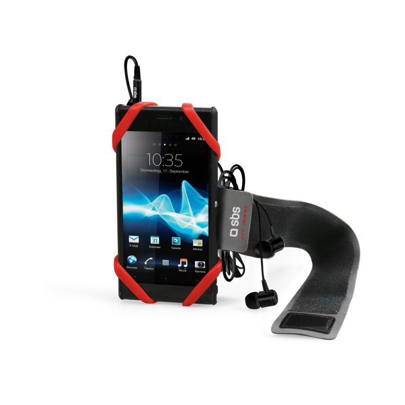 Univerzální držák telefonu na ruku SBS / 4" - 6" / silikon/nylon / černá/červená Varianta: ivi0