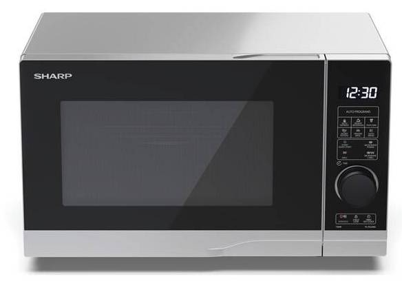 Mikrovlnná trouba Sharp YC-PG204AE-S s funkcí grilu / 700 W / O 24,5 cm / 20 l / 10 stupňů výkonu / stříbrná Varianta: ivi4