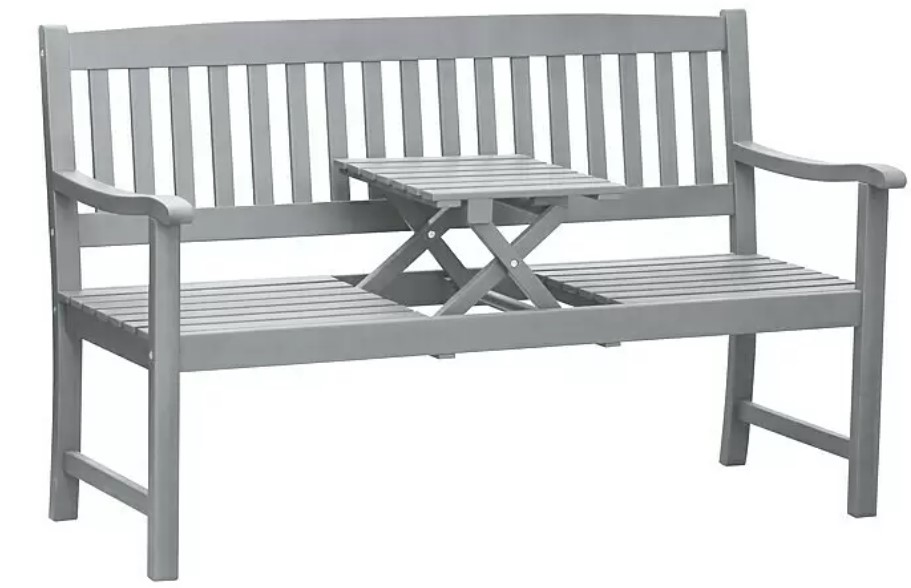 German Zahradní lavice / integrovaný skládací stolek / dřevo / délka 150 cm / světle šedá Varianta: ivi1