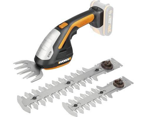 Aku nůžky na trávu a keře Worx WG801E.9 / 3v1 / bez baterie a nabíječky / rozteč zubů 8 mm / rozměry nože (D x Š) 20 x 10 cm / 2 Ah / 20 V / černá/or…