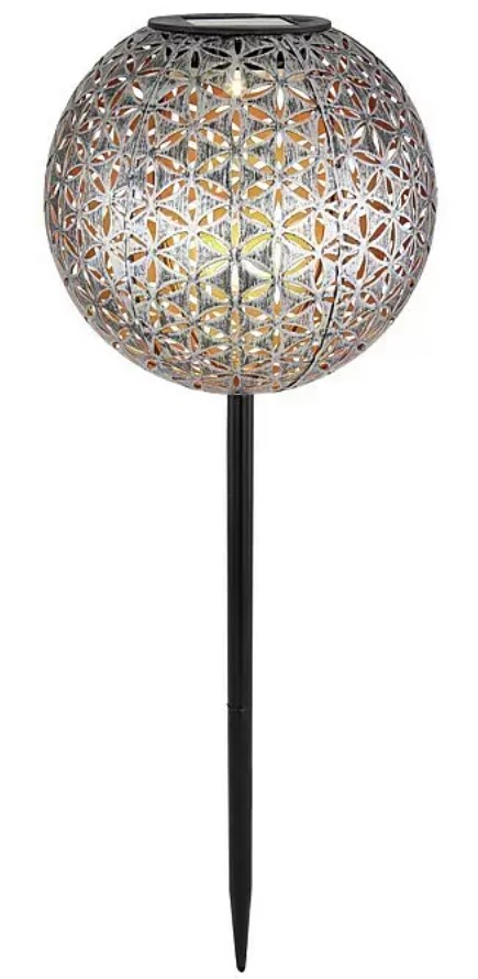 German LED solární lampa / O 18,5 cm / teplá bílá / kov / stříbrná Varianta: ivi1