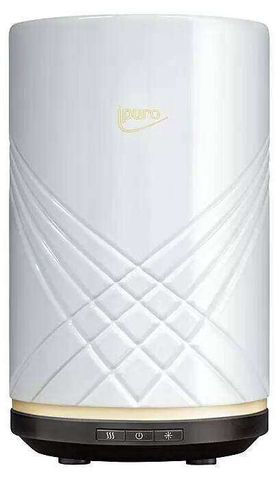 Elektrický aroma difuzér Ipuro Air Sonic Elegance / O 9,8 cm / ultrazvuková technologie / 150 ml / do 30 m2 / plast / sklo / lesk / bílá Varianta: iv…
