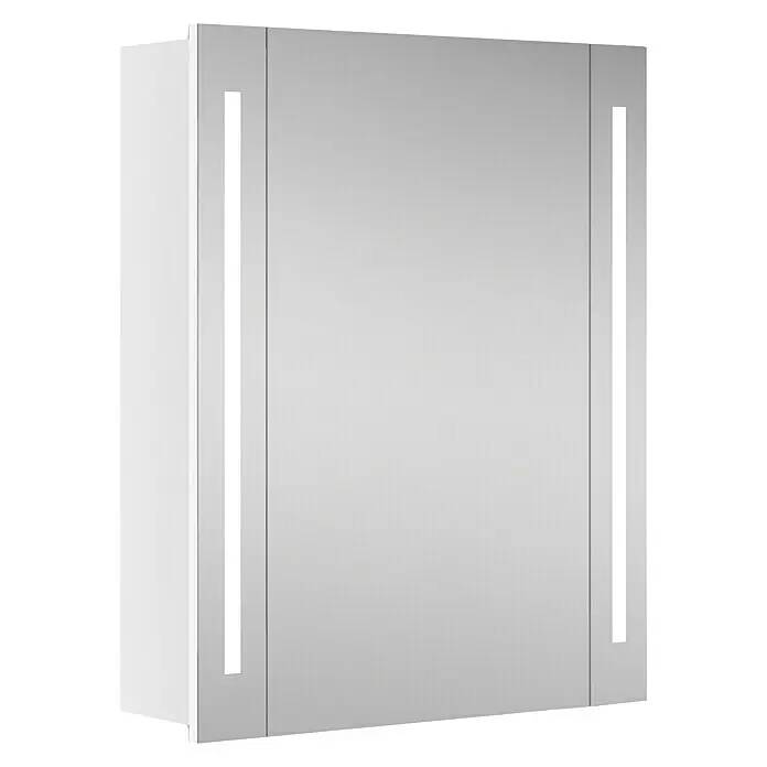 German LED zrcadlová skříňka Hydra / 12 W / 60,4 x 75,2 cm / dřevotříska / 360 lm / 2 skleněné police / vypínač / zásuvka / bílá Varianta: ivi0