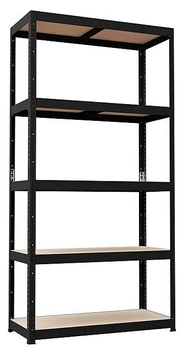 German Kovový regál / 179 x 90 x 40 cm / 5 polic / 175 kg/police / kov / dřevěný materiál / černá Varianta: ivi1