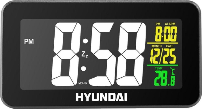 Digitální budík Hyundai AC 322 B / 12/24 h / datum/čas/teplota / černá Varianta: ivi0