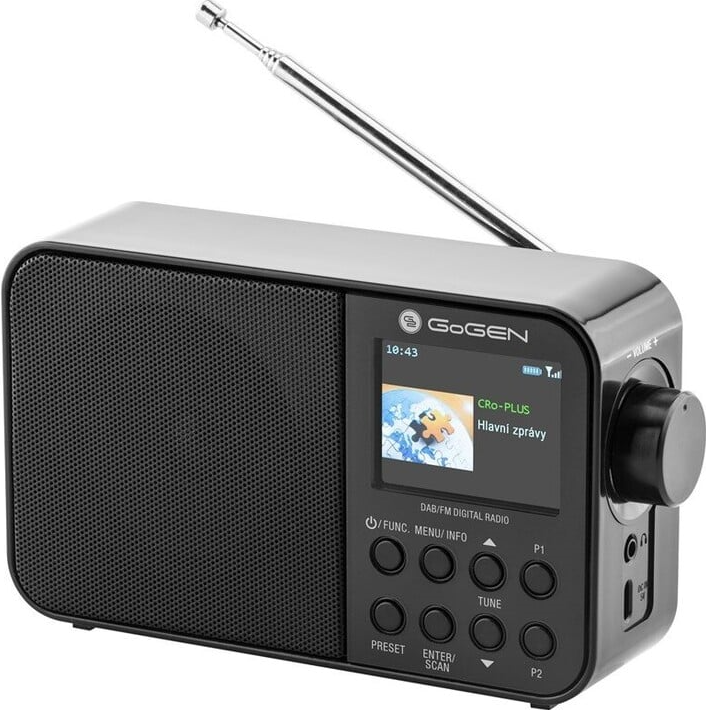 Rádio GoGEN DAB 500 BT C / výdrž až 14 hod. / DAB+, FM / 1 W / Bluetooth 5.0 / černá Varianta: ivi4