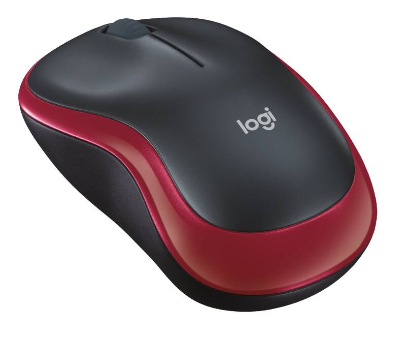 Bezdrátová myš Logitech M185 (910-002240) / 2,4 GHz / rozlišení 1 000 DPI / 3 tlačítka / ON/OFF vypínač / černá / červená Varianta: ivi1