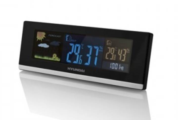 Meteostanice Hyundai WS 2468 / barevný displej / DCF 77 / USB slot / venkovní teplota -25 °C až +50 °C / černá/stříbrná Varianta: ivi1