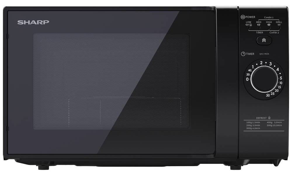 Mikrovlnná trouba Sharp YC-GG02EB / volně stojící / 700 W / 3 stupně výkonu / 20 l / O otočného talíře 24,5 cm / černá Varianta: ivi22