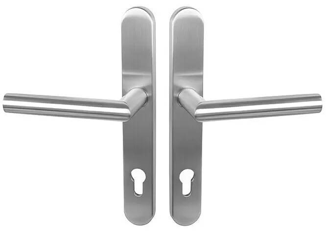 German Klika ke dveřím / vhodné pro dveře s hloubkou 70 mm / norma vzdálenosti 92 mm / DIN doraz levá/pravá / nerezová ocel Varianta: ivi3