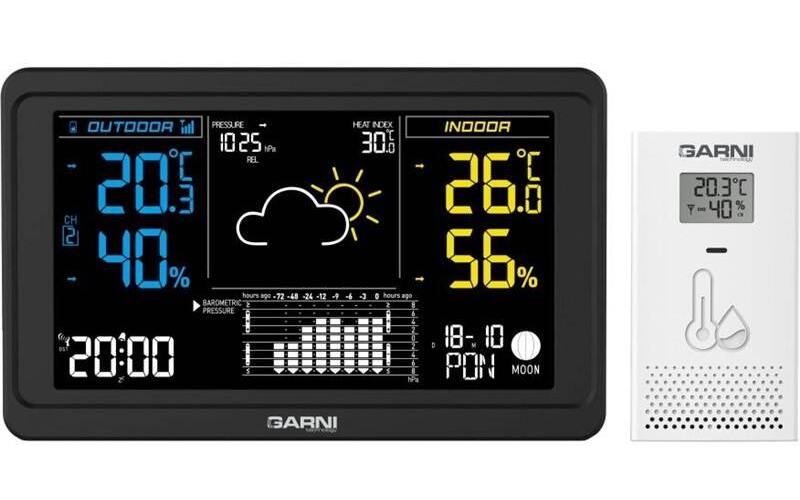 Meteorologická stanice GARNI 618 Precise / Dosah senzoru v otevřeném prostoru 100 m /černá Varianta: ivi1