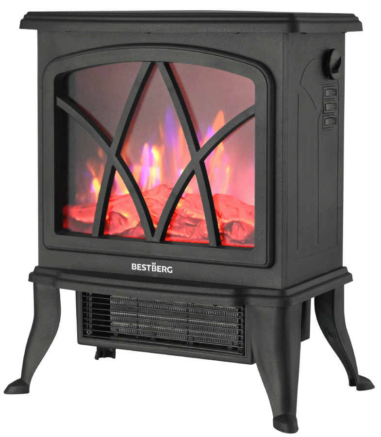 Volně stojící elektrický krb s imitací ohně BestBerg BBES-2000B / 2000 W / černá Varianta: ivi1