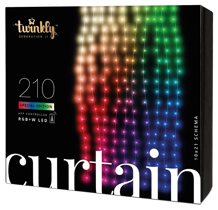 Chytrý vánoční LED závěs Twinkly Curtain Special Edition / 210 LED / IP44 / 2,5x1,5 m / vícebarevná / teplá/studená bílá Varianta: ivi1