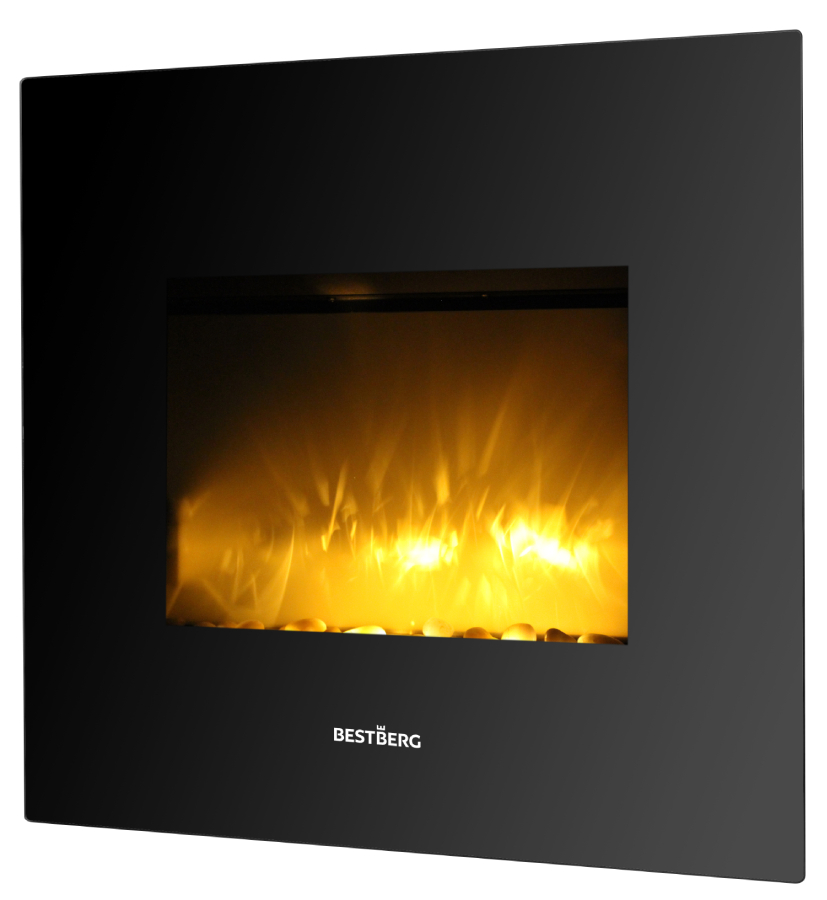 Skleněný nástěnný elektrický krb s imitací ohně BestBerg BBFP-26 / 1800 W / černá Varianta: ivi0