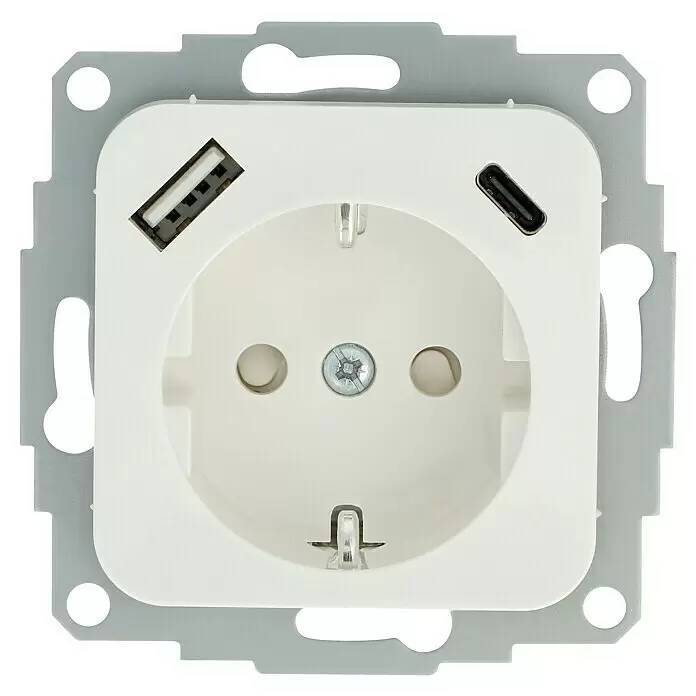 German Zásuvka s USB typu A/C / 16 A / 2 USB porty / bílá Varianta: ivi1