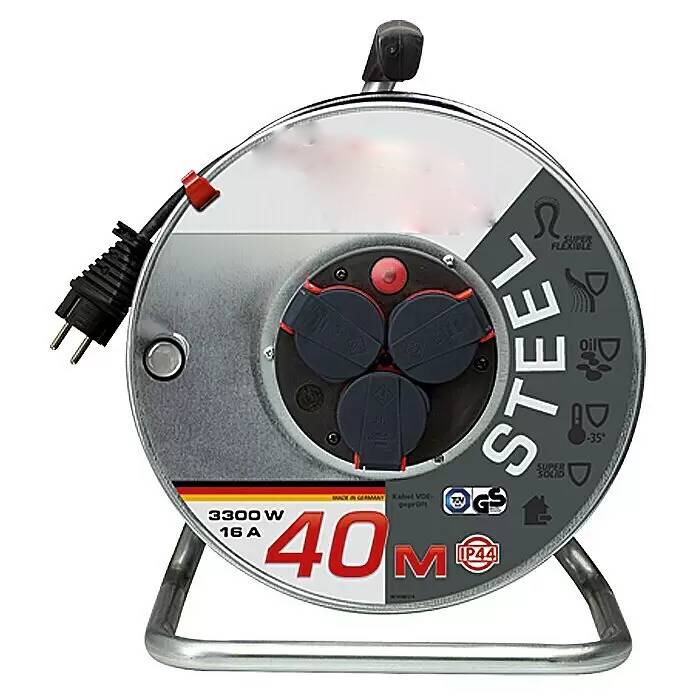 German Kabelový buben / 40 m / 3300 W / IP44 / černá/šedá Varianta: ivi1