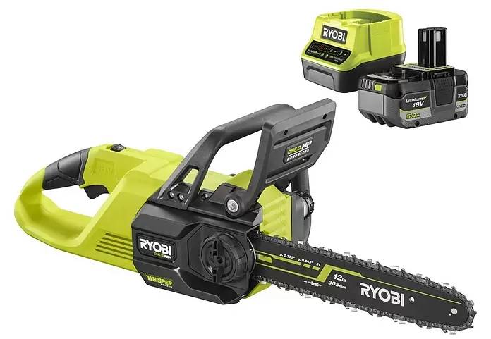 Aku řetězová pila Ryobi RY18CSX30A-150 / 18 V / 13,2 m/s / 5 Ah / černá/zelená Varianta: ivi1