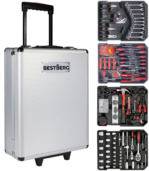 Hliníkový kufr s nářadím BestBerg BBTB-1200 / 4 sety / 1200 ks Varianta: ivi0