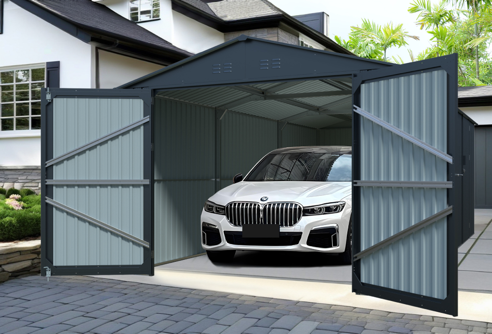 Plechová garáž BestBerg AG-18A / 18 m² / 602 x 300 x 232 cm / šedá Varianta: ivi0